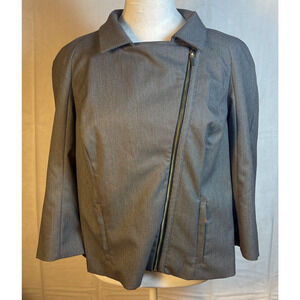 Lane Bryant Black & White Static Moto Blazer Jacket Gold‎ Zipper Women's 16